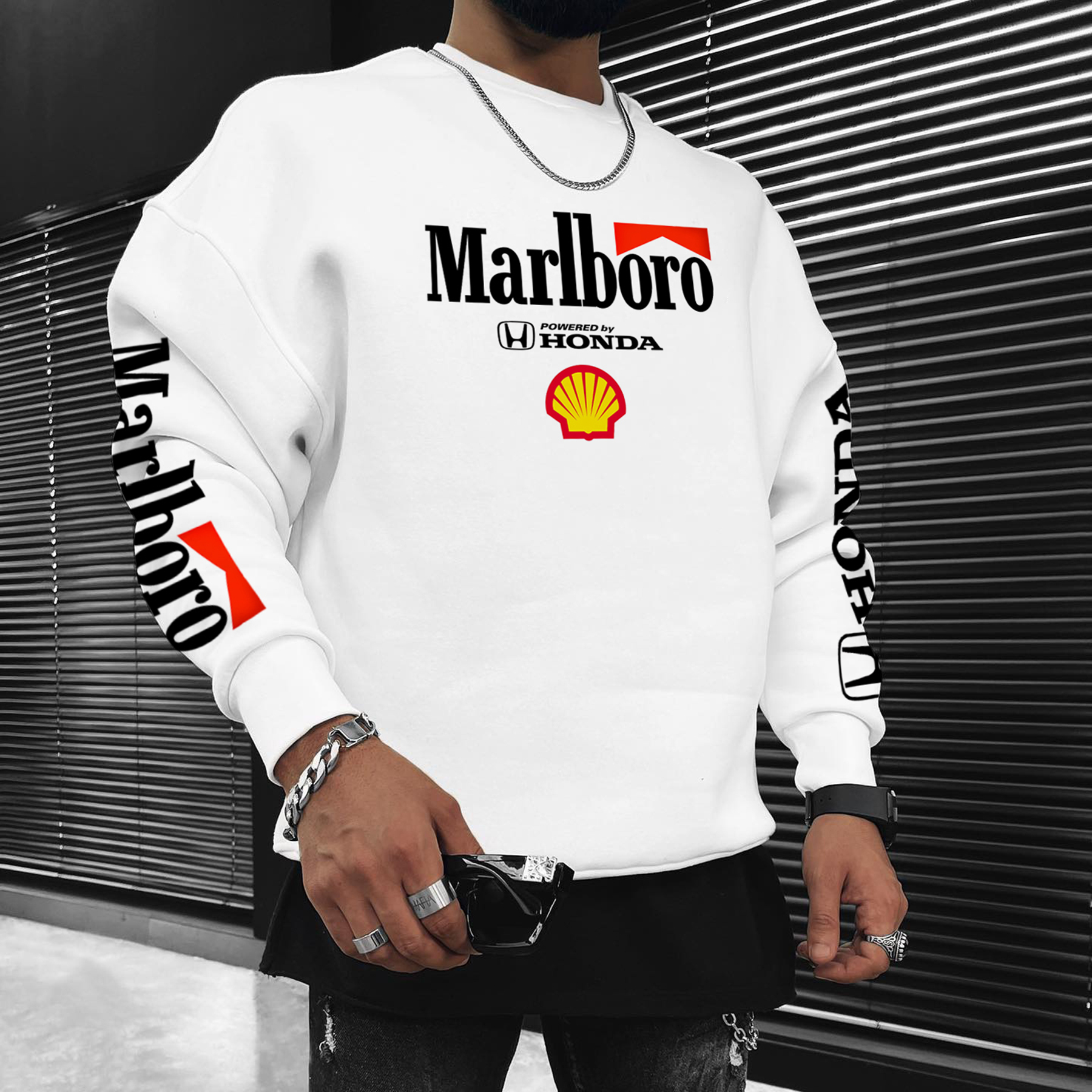 Unisex Loose Fit Racing Graphic Print Sweatshirt