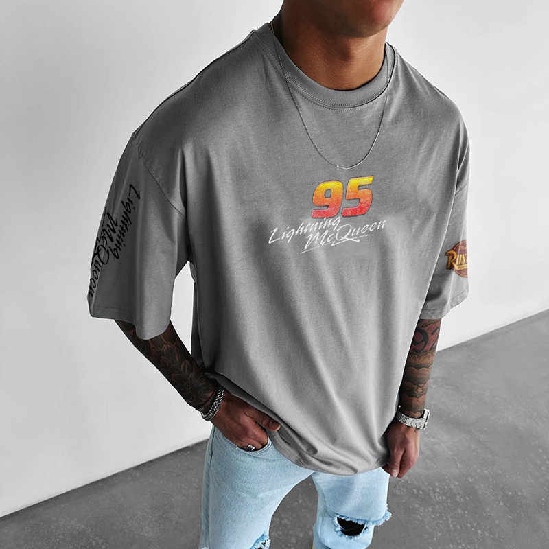 Retro Racing Cartoon Printed T-shirt