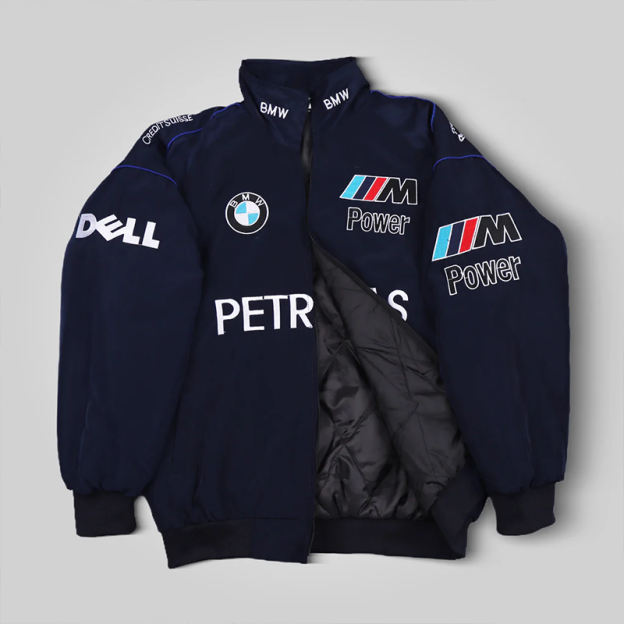 Leisure Vintage Car Racing High Quality Dark Blue Jacket