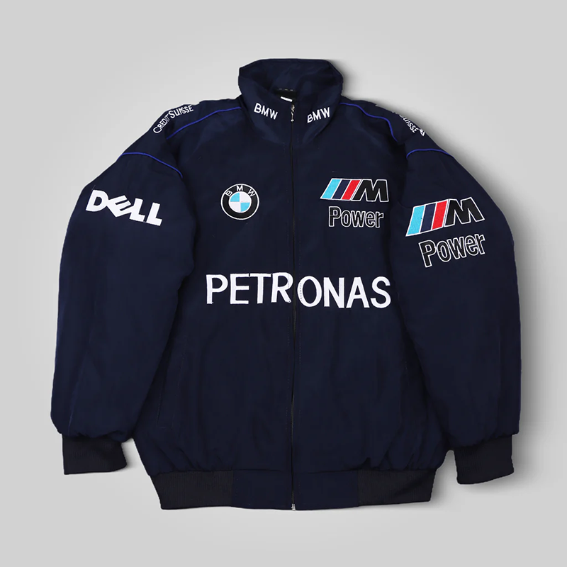 Leisure Vintage Car Racing High Quality Dark Blue Jacket