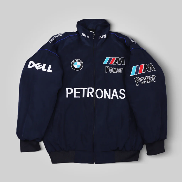 Leisure Vintage Car Racing High Quality Dark Blue Jacket