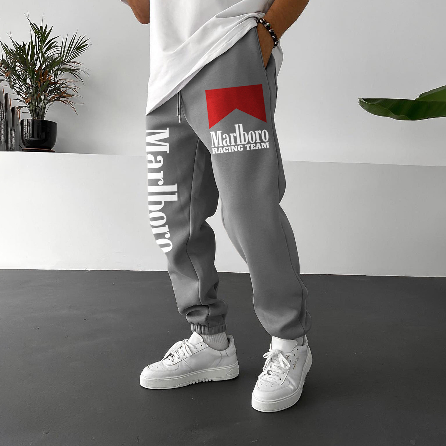 Racing Graphic Print Unisex Track Pants Casual Sweatpants