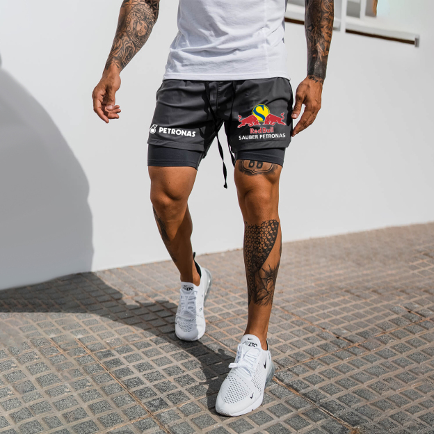 Men's Racing Print Double Layer Sports Shorts