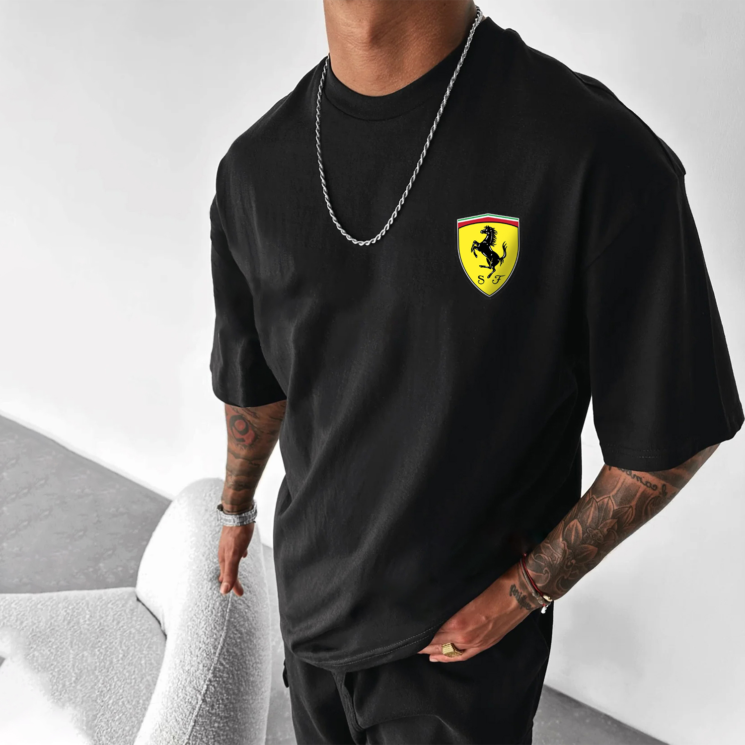 Casual Loose Racing Printed T-shirt