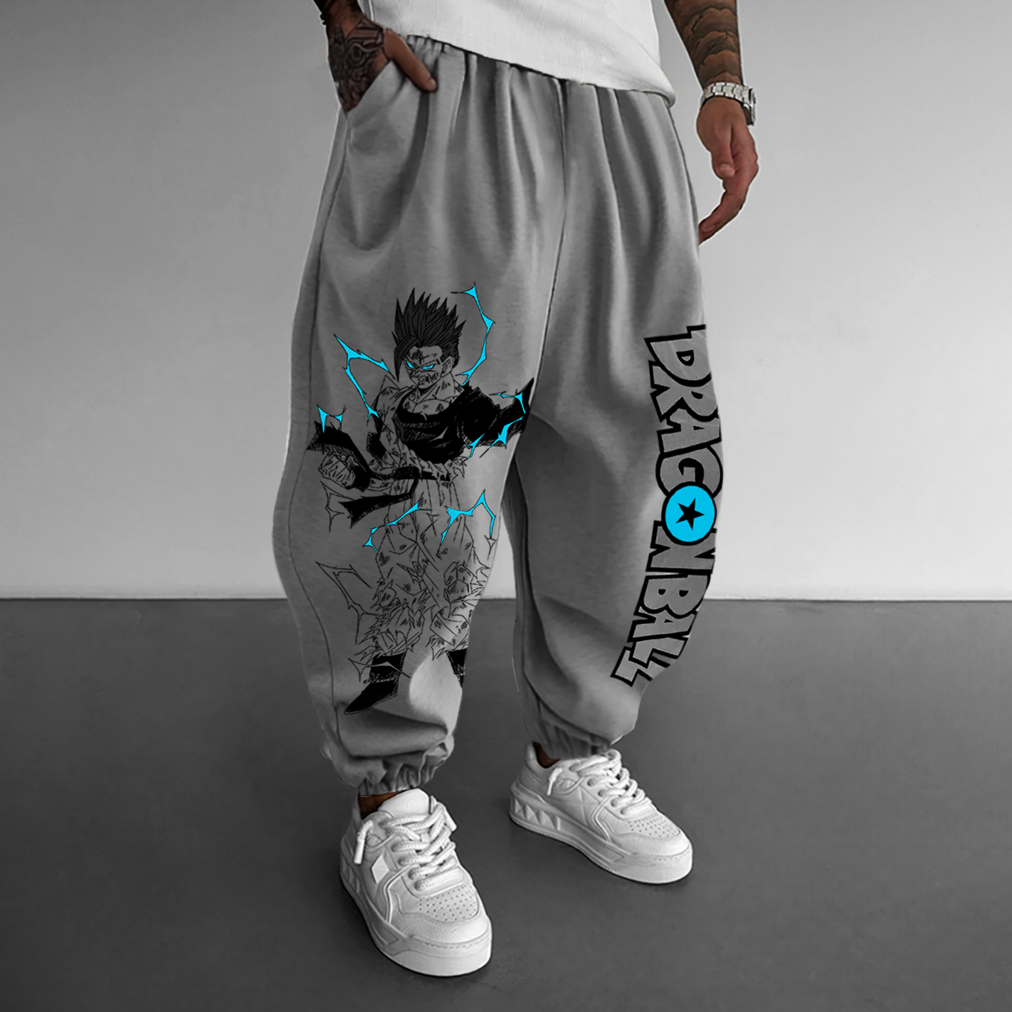 Unisex Oversized Anime Print Loose Casual Harem Pants