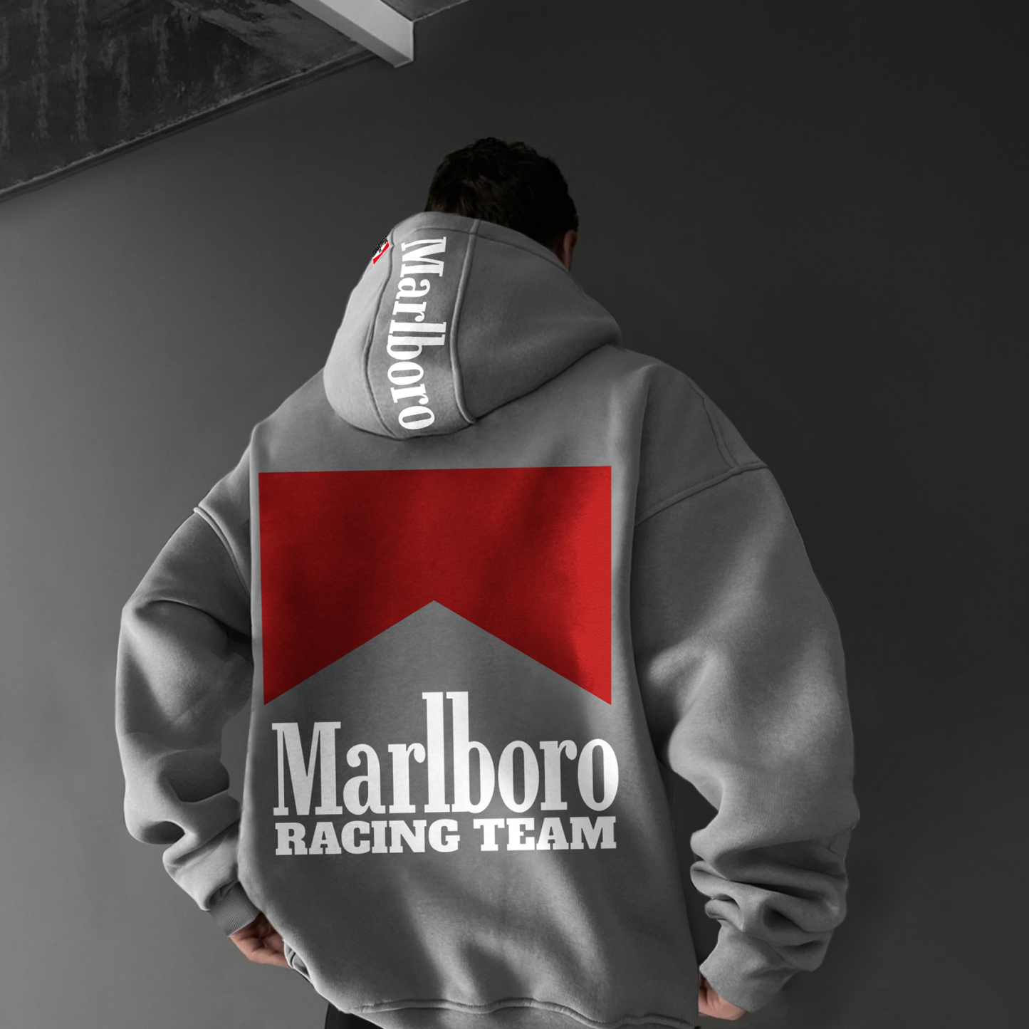 Oversized Hoodie Racing Graphic Print Hooded Sweatshirt