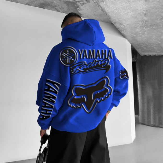 Men's Casual Racing Print Oversized Hoodie
