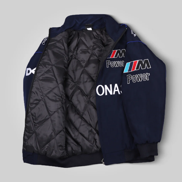 Leisure Vintage Car Racing High Quality Dark Blue Jacket