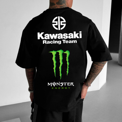 Unisex Casual Oversized Motorcycle Racing Print T-Shirt