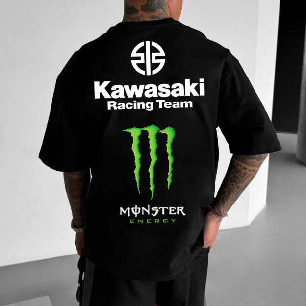 Unisex Casual Oversized Motorcycle Racing Print T-Shirt