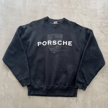 Unisex Vintage Oversized Casual Sweatshirt With Embroidered Sports Car Logo