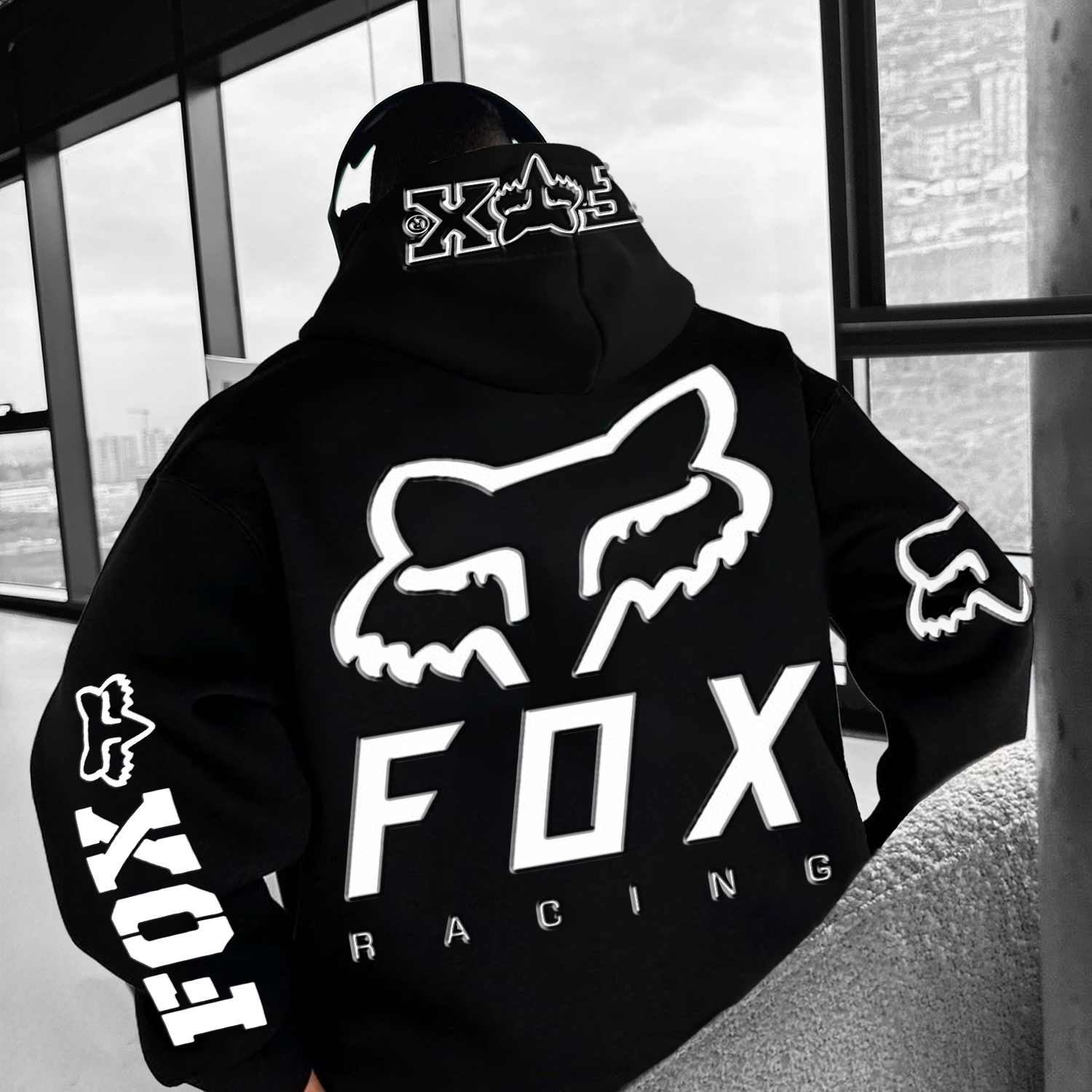 (Puff)Men's Racing Letter Hoodie