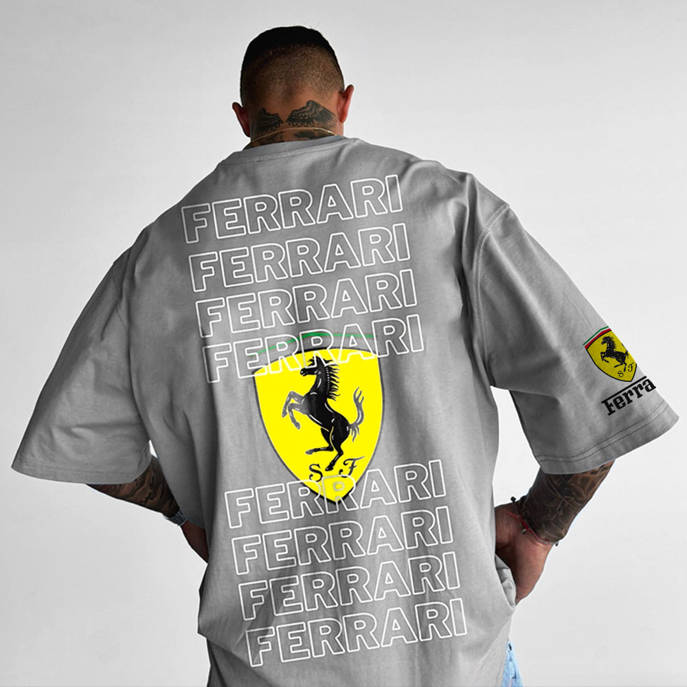 Oversized Men's Racing Print Casual Short Sleeve T-Shirt
