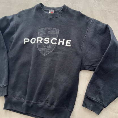 Unisex Vintage Oversized Casual Sweatshirt With Embroidered Sports Car Logo
