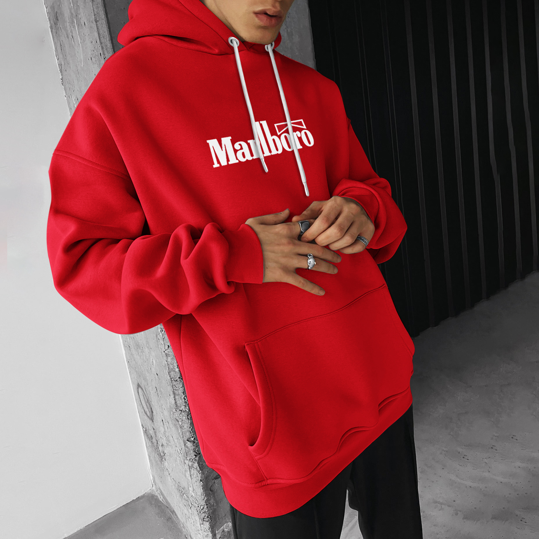 Oversized Hoodie Racing Graphic Print Hooded Sweatshirt