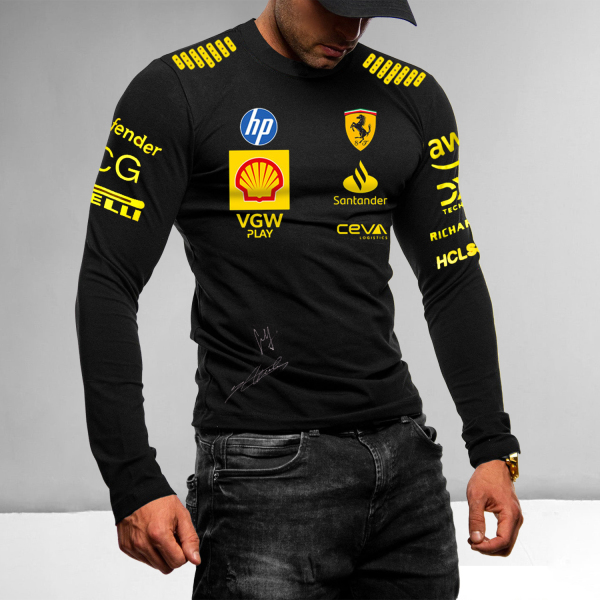 Casual racing style long sleeve T-shirt