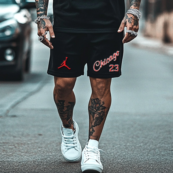 Unisex Oversize Basketball Print Black T-shirt and Shorts Set