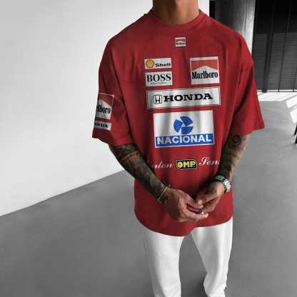 Oversized Unisex Racing Print Casual Sports T-Shirt