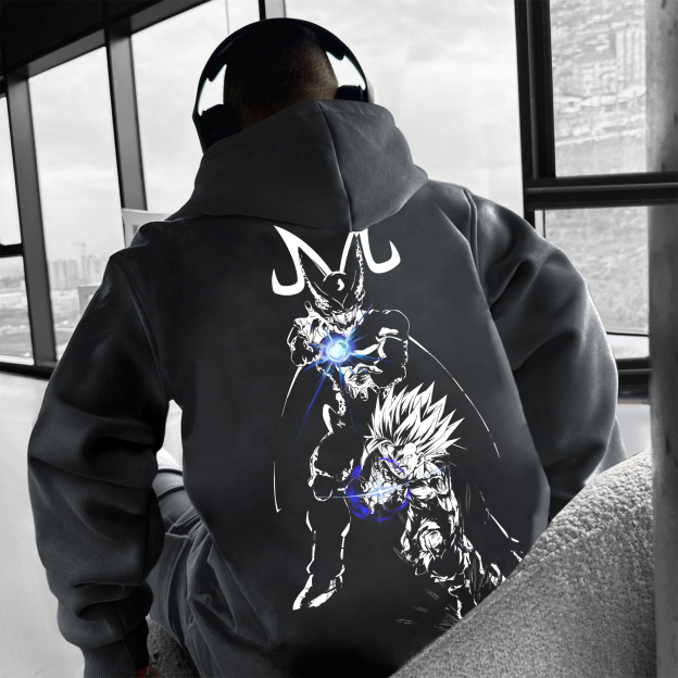 Unisex Anime Print Embroidered Casual Oversized Hoodie