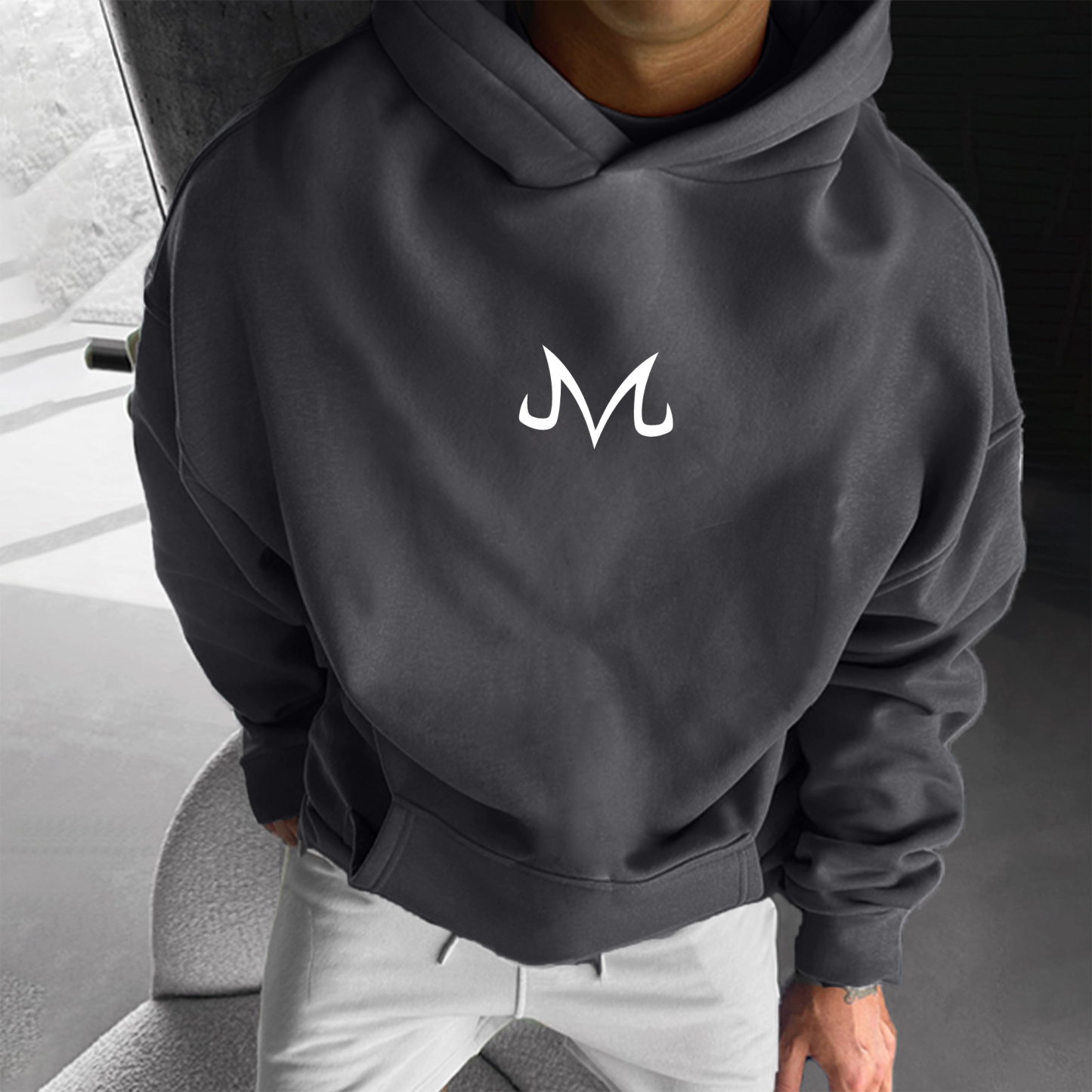 Unisex Anime Print Embroidered Casual Oversized Hoodie
