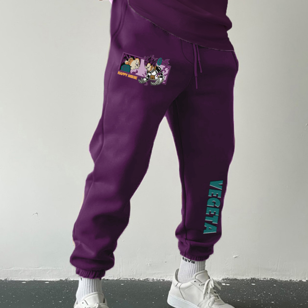 Unisex Anime Print Embroidered Sweatpants Casual Pants