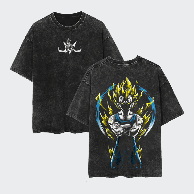 Dragon Ball Vegeta Anime Oversize Washed Tee