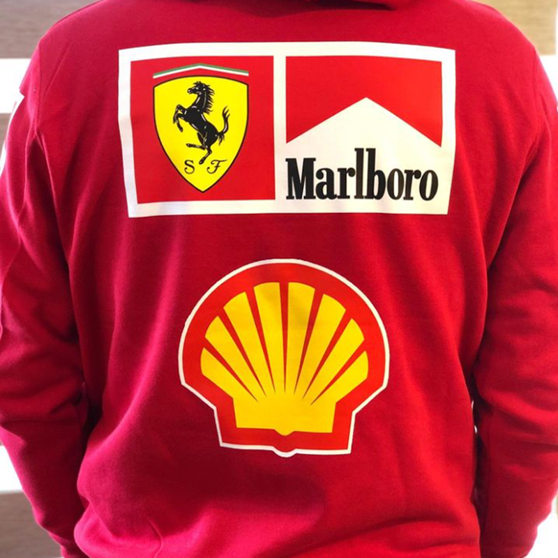 Men's Retro Racing Print Red Oversized Hoodie