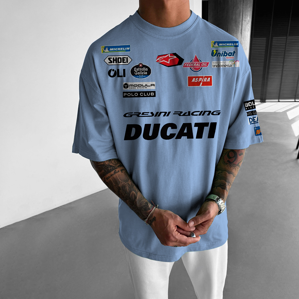 Oversized Unisex Racing Print Casual Sports T-Shirt