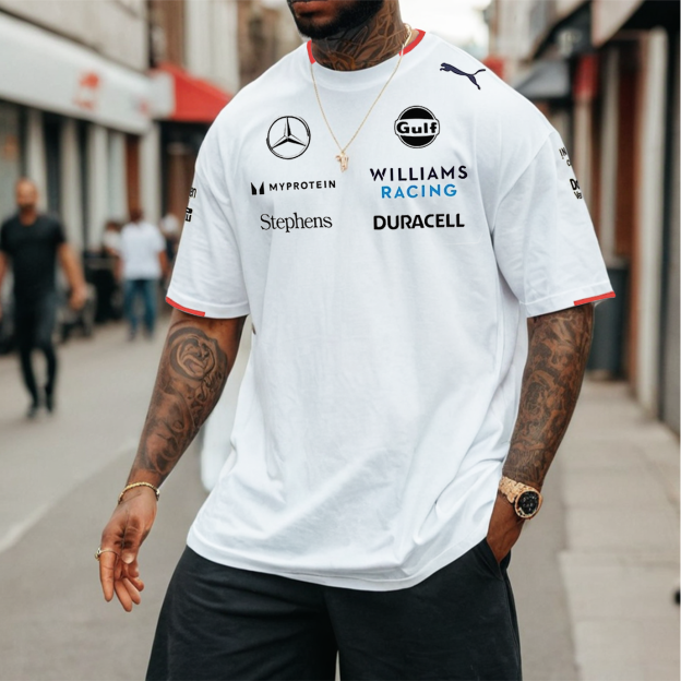 Men's Motor Race Print Loose Short Sleeve Oversized T-Shirt