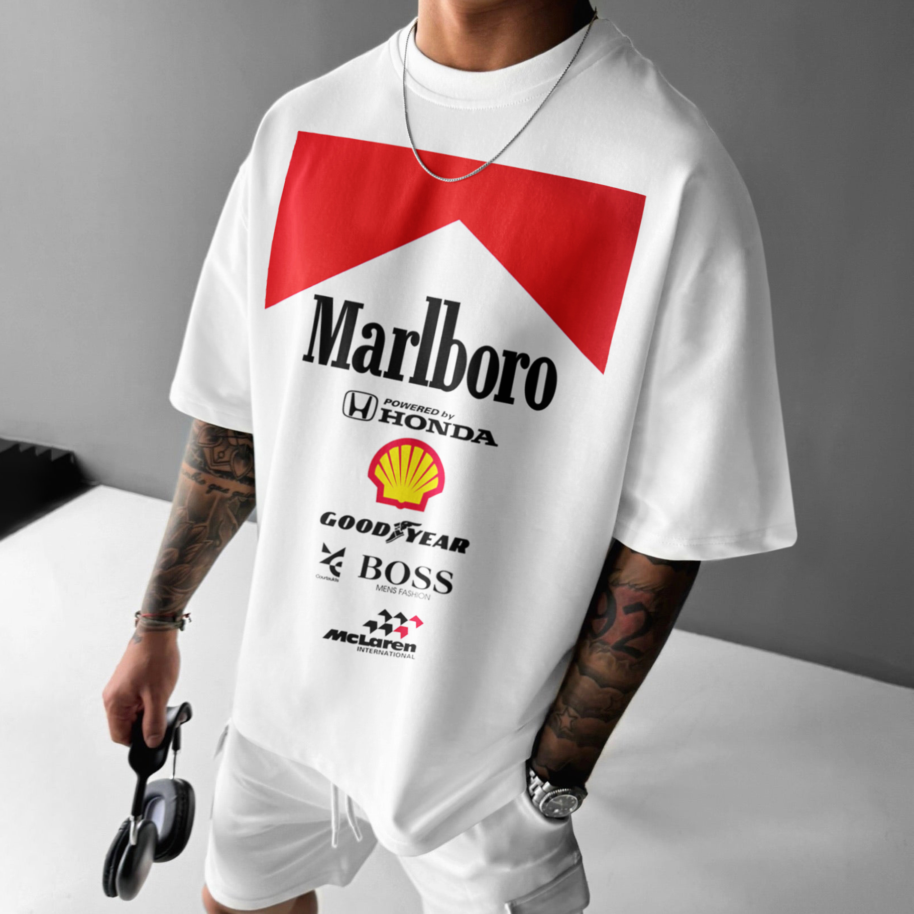 Unisex Casual Racing Print T-Shirt