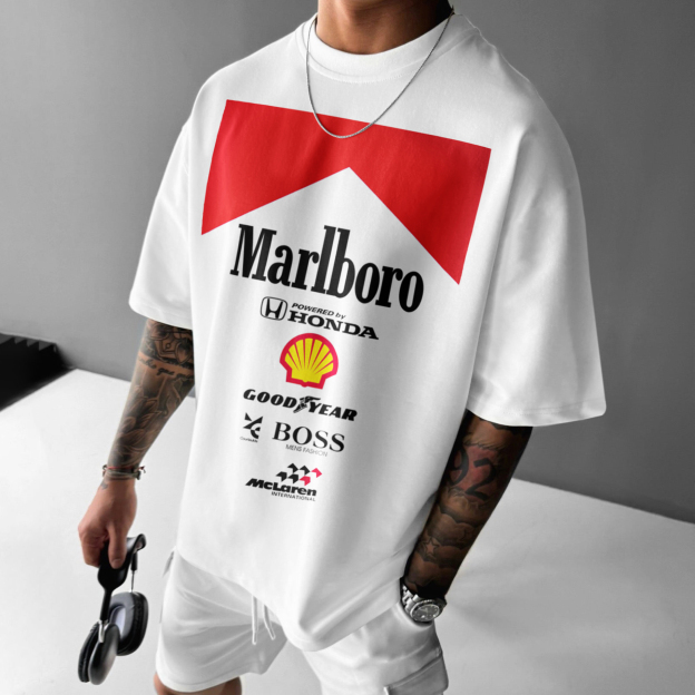 Unisex Casual Racing Print T-Shirt