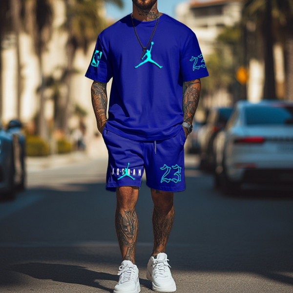 Unisex Basketball Late Night Blue Oversize T-shirt and Shorts Set