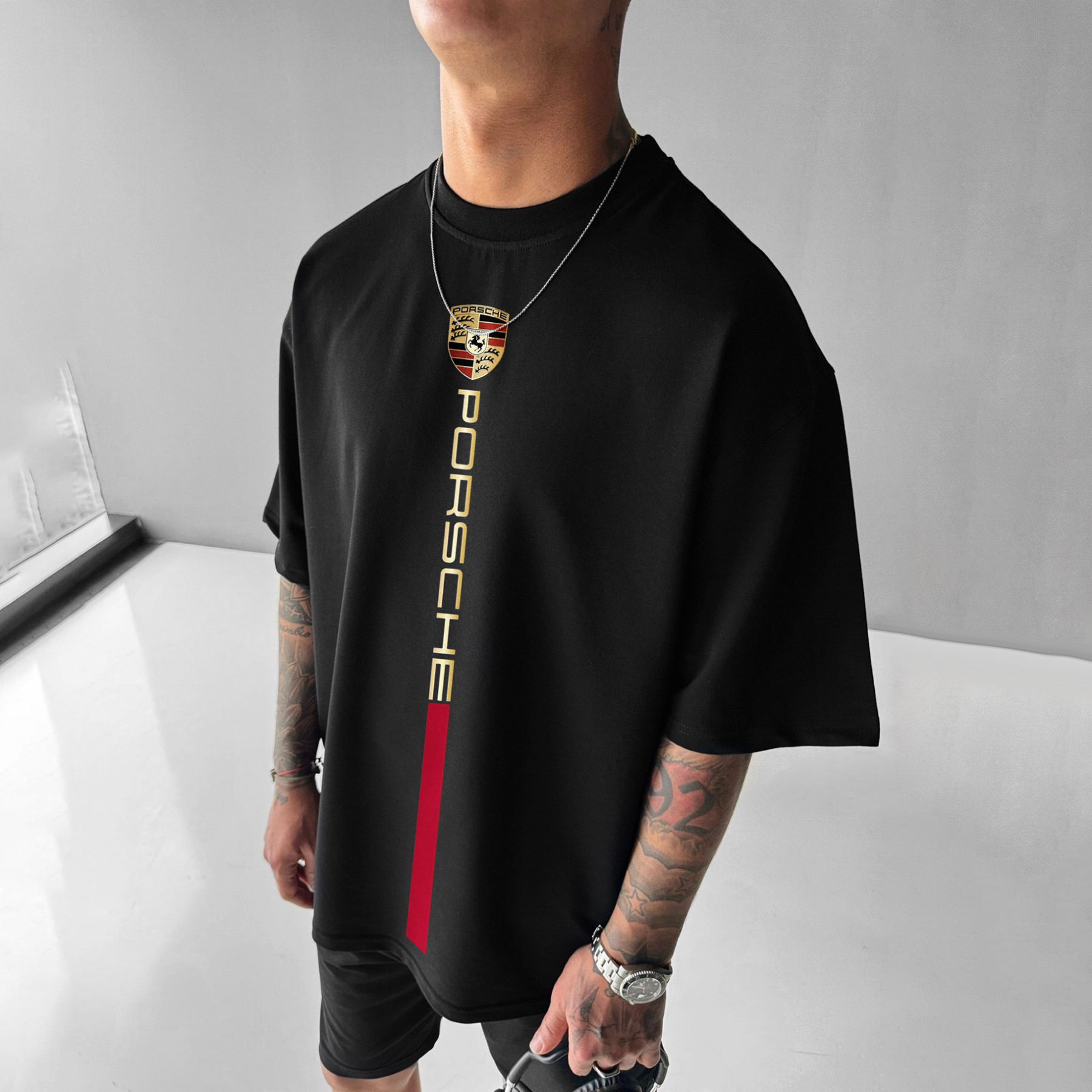 Unisex Casual Sports Car Print T-Shirt