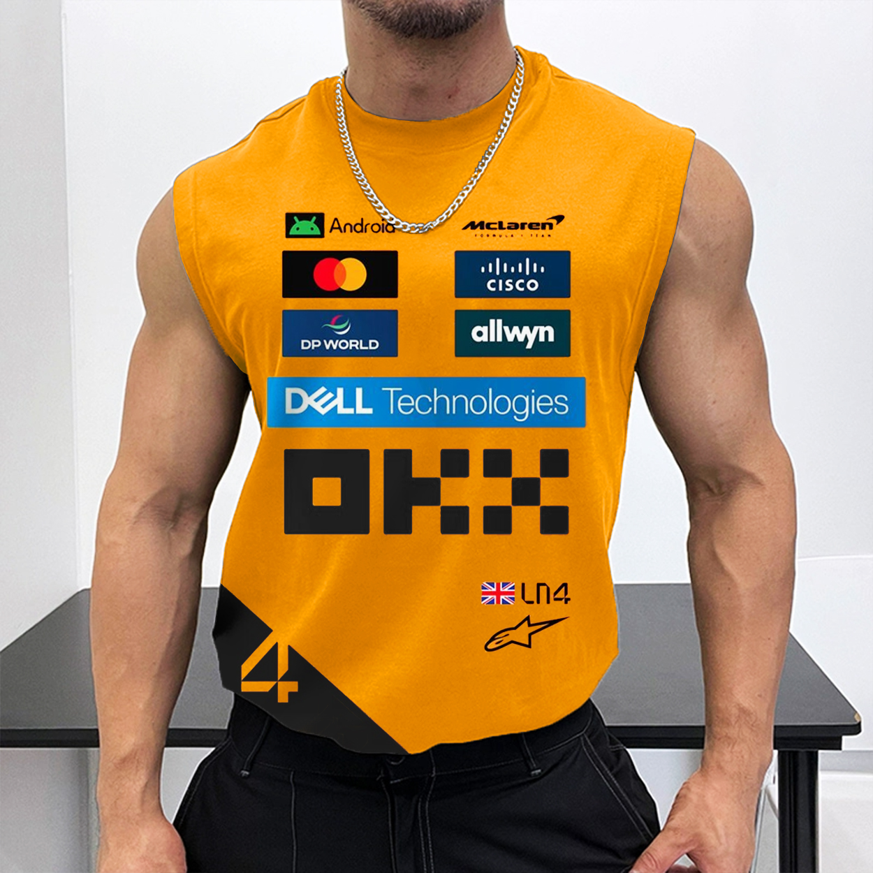 Mens Racing Club Team Casual Fitness Sleeveless Tank