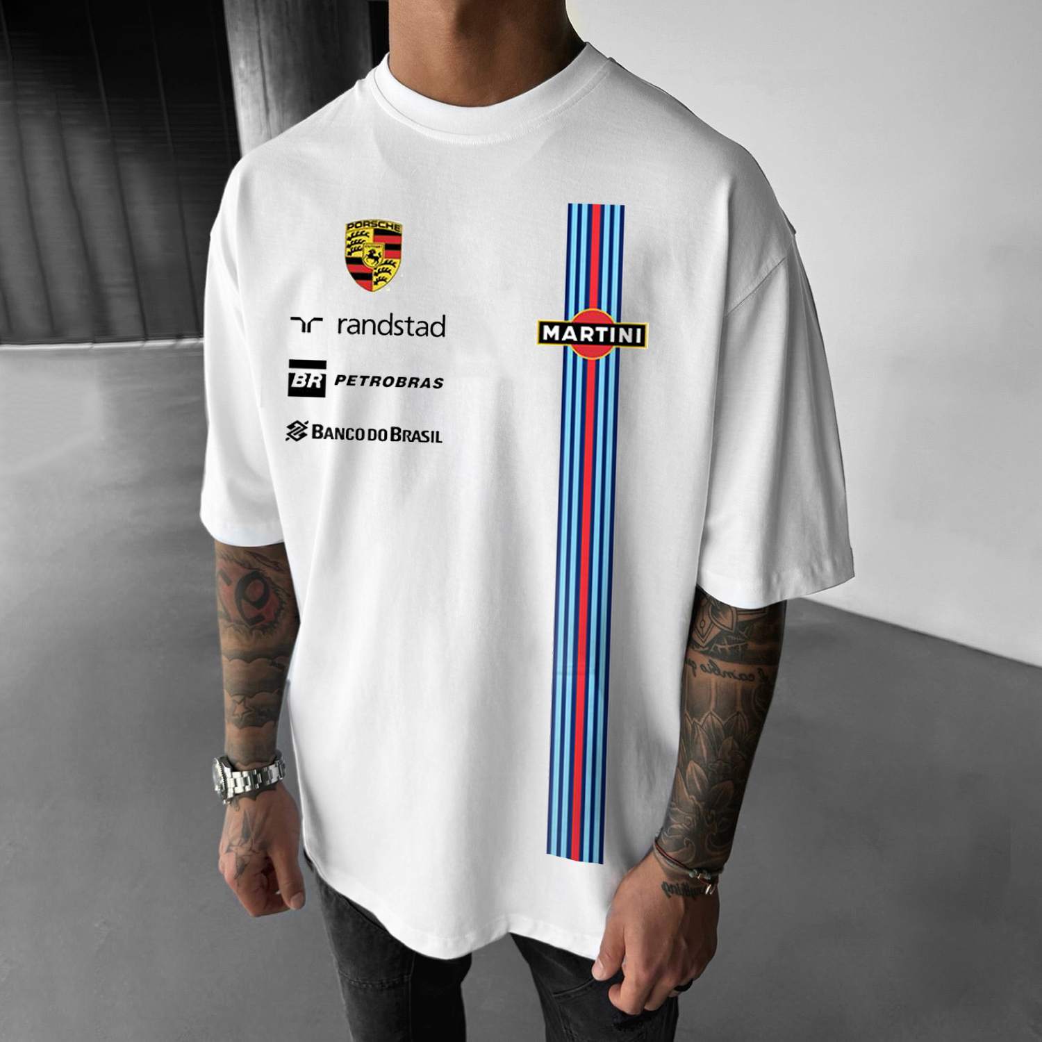 Men's Racing Letter Printing Oversized T-shirt
