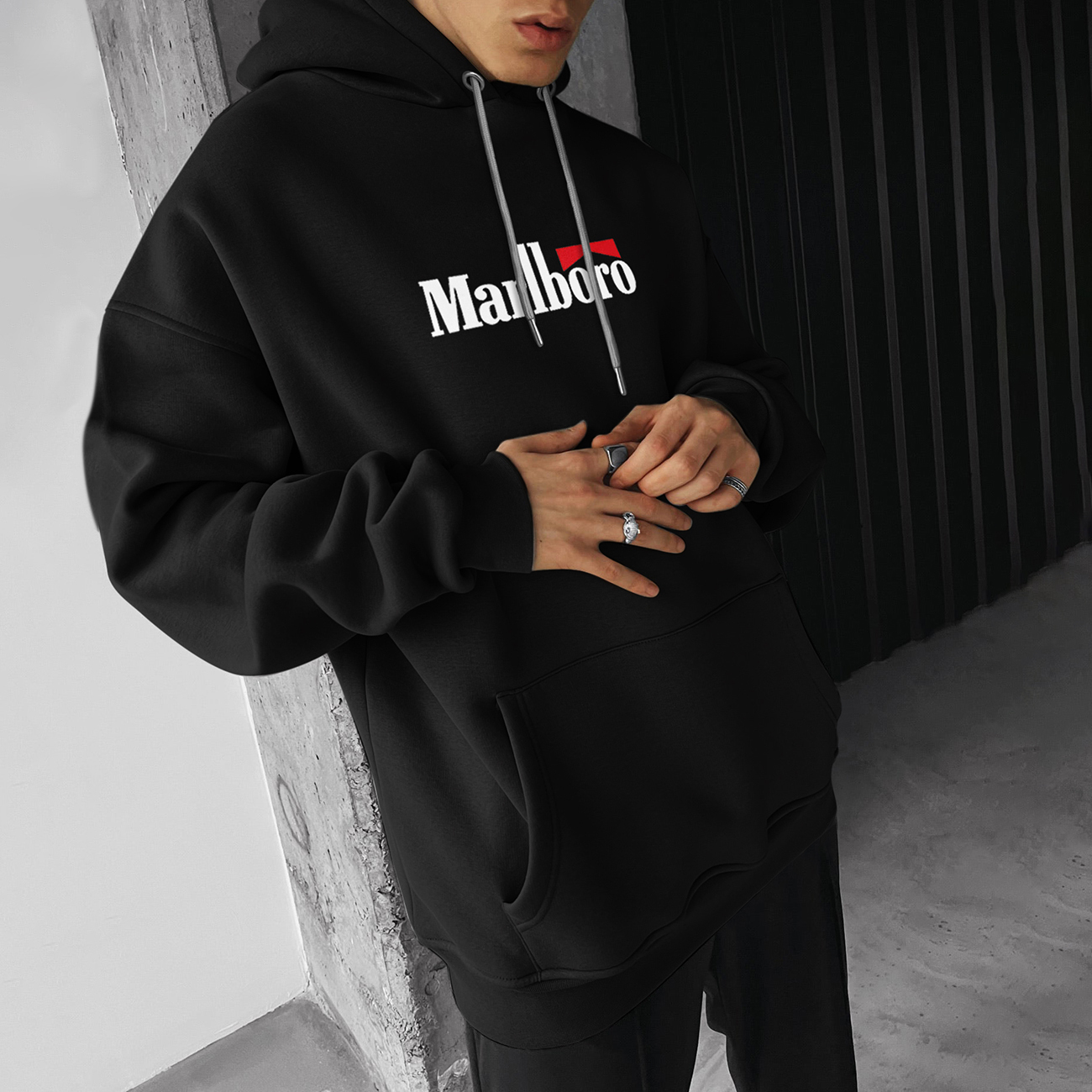 Oversized Hoodie Racing Graphic Print Hooded Sweatshirt