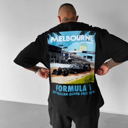 Racing Scenery Printed Loose T-shirt
