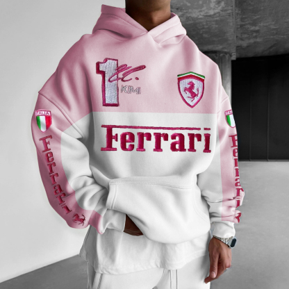 Men's Casual Contrast Racing Loose Hoodie