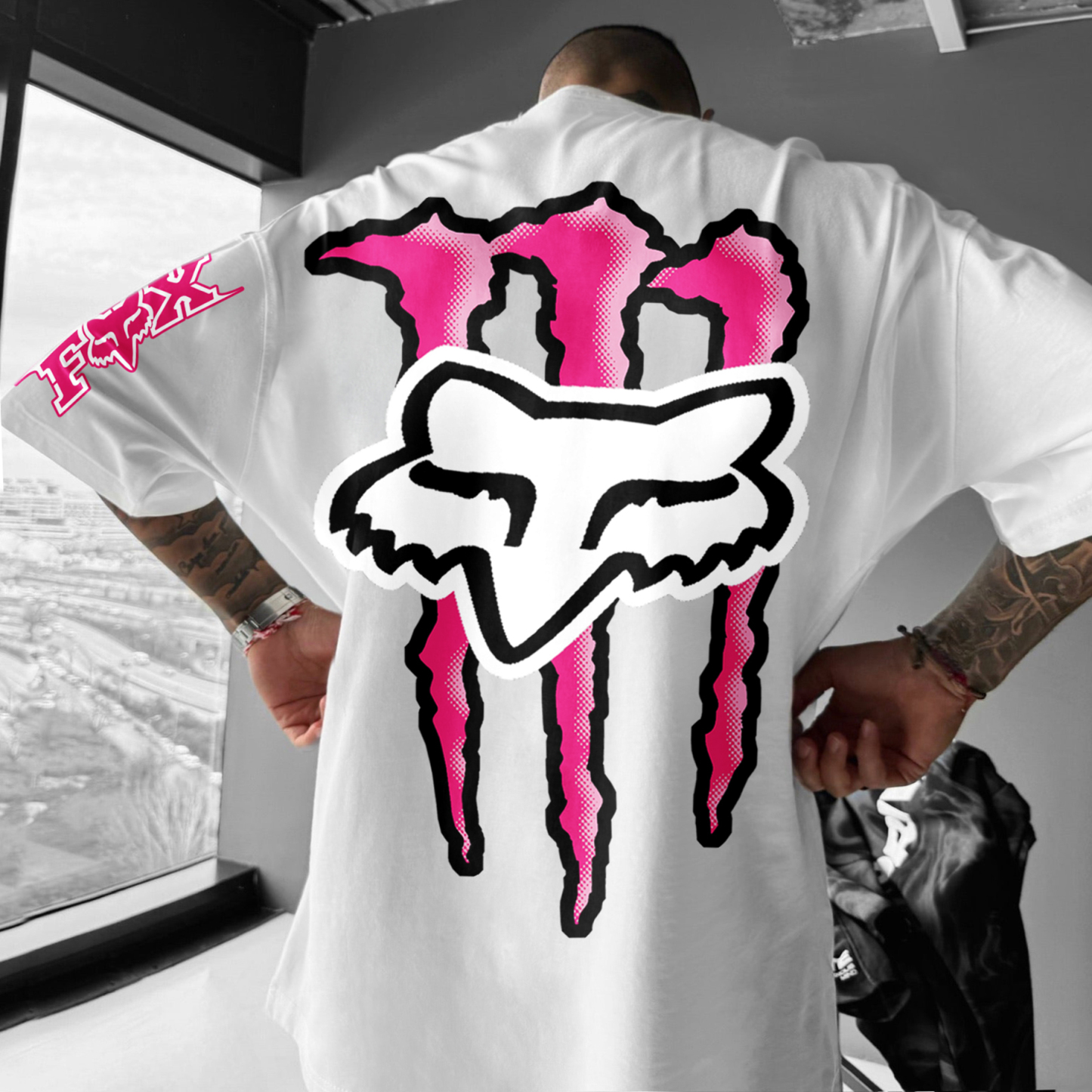 Unisex Casual Oversized Motorcycle Racing Print T-Shirt