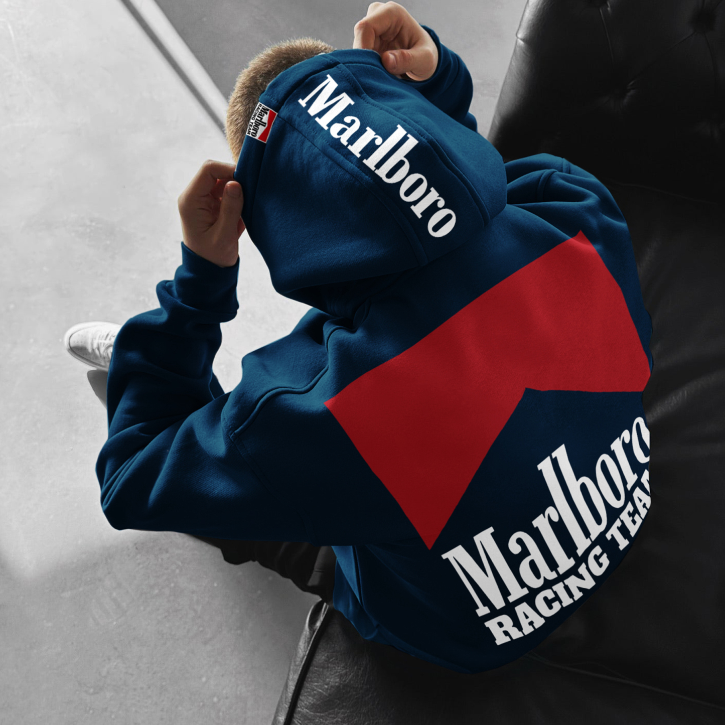 Oversized Hoodie Racing Graphic Print Hooded Sweatshirt