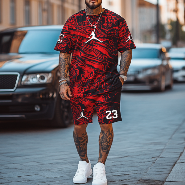 Unisex Basketball 3d Print Dyeing Coating T-shirt and Shorts Set