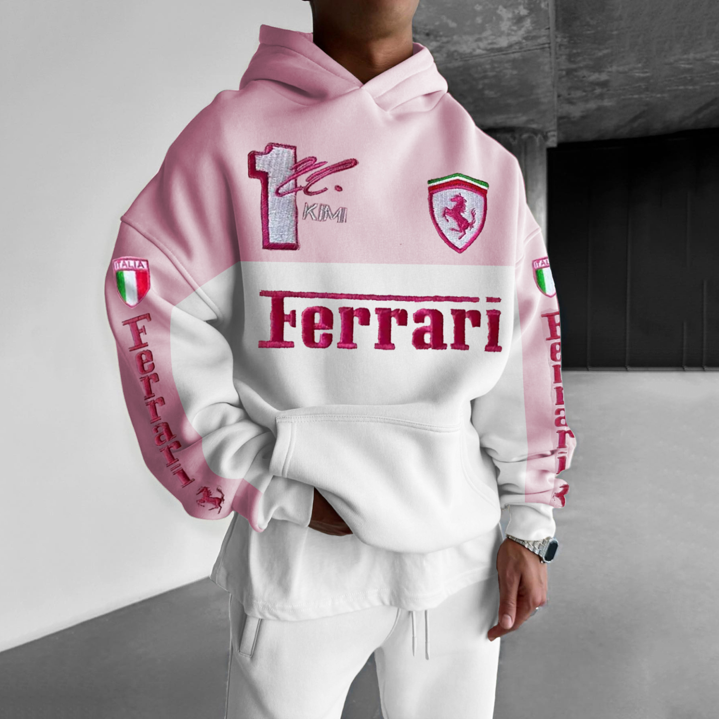 Men's Casual Contrast Racing Loose Hoodie
