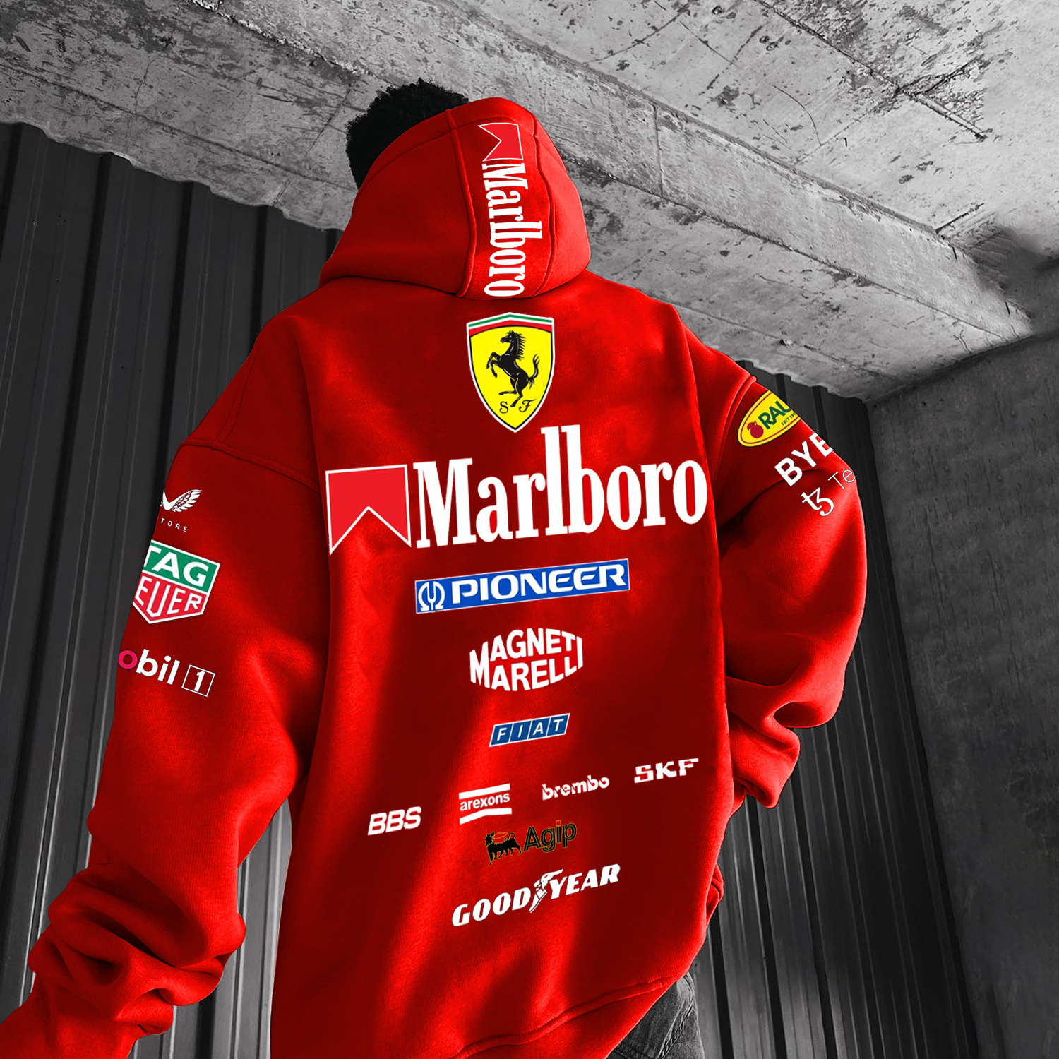 Men's Racing Print Oversized Hoodie
