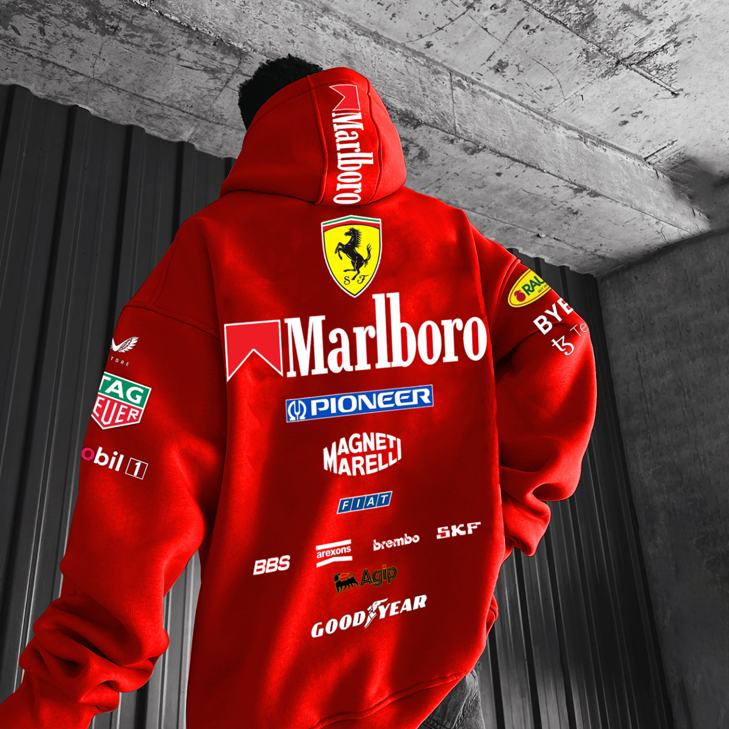 Men's Racing Print Oversized Hoodie