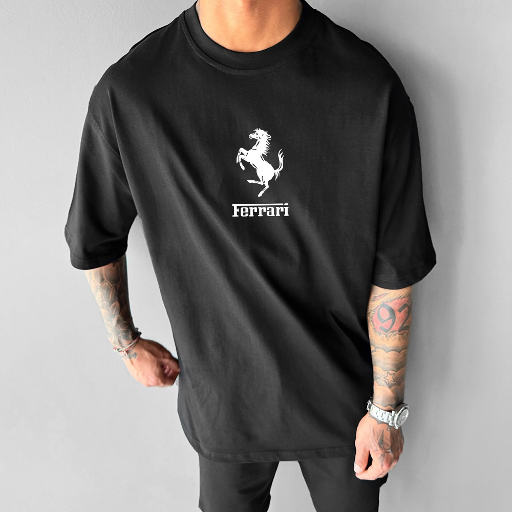 Oversized Men's Car Print Casual Short Sleeve T-Shirt
