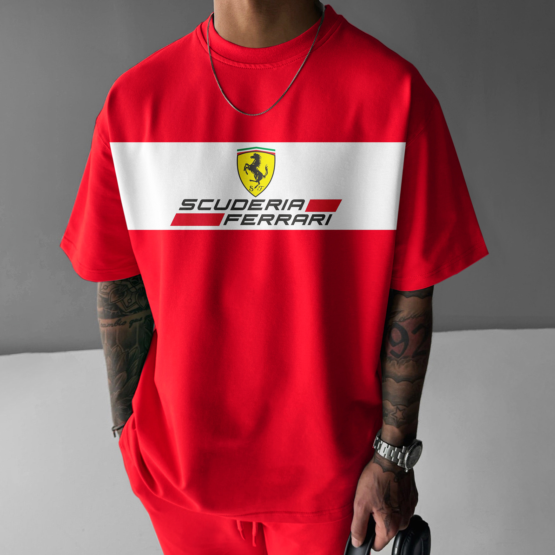 Unisex Casual Racing Print T-Shirt
