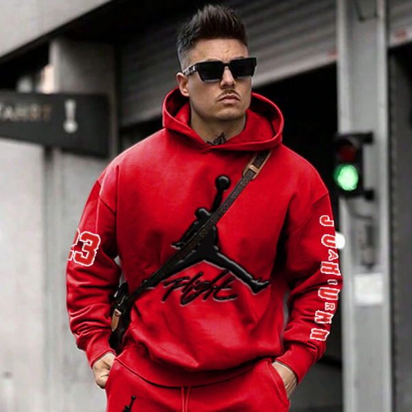 Unisex Jumper Basketball Print Casual Rose Red Hoodies And Sweatpants Set