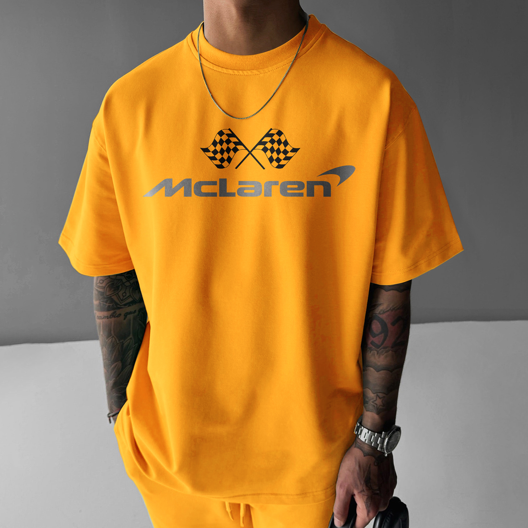 Unisex Casual Racing Print T-shirt