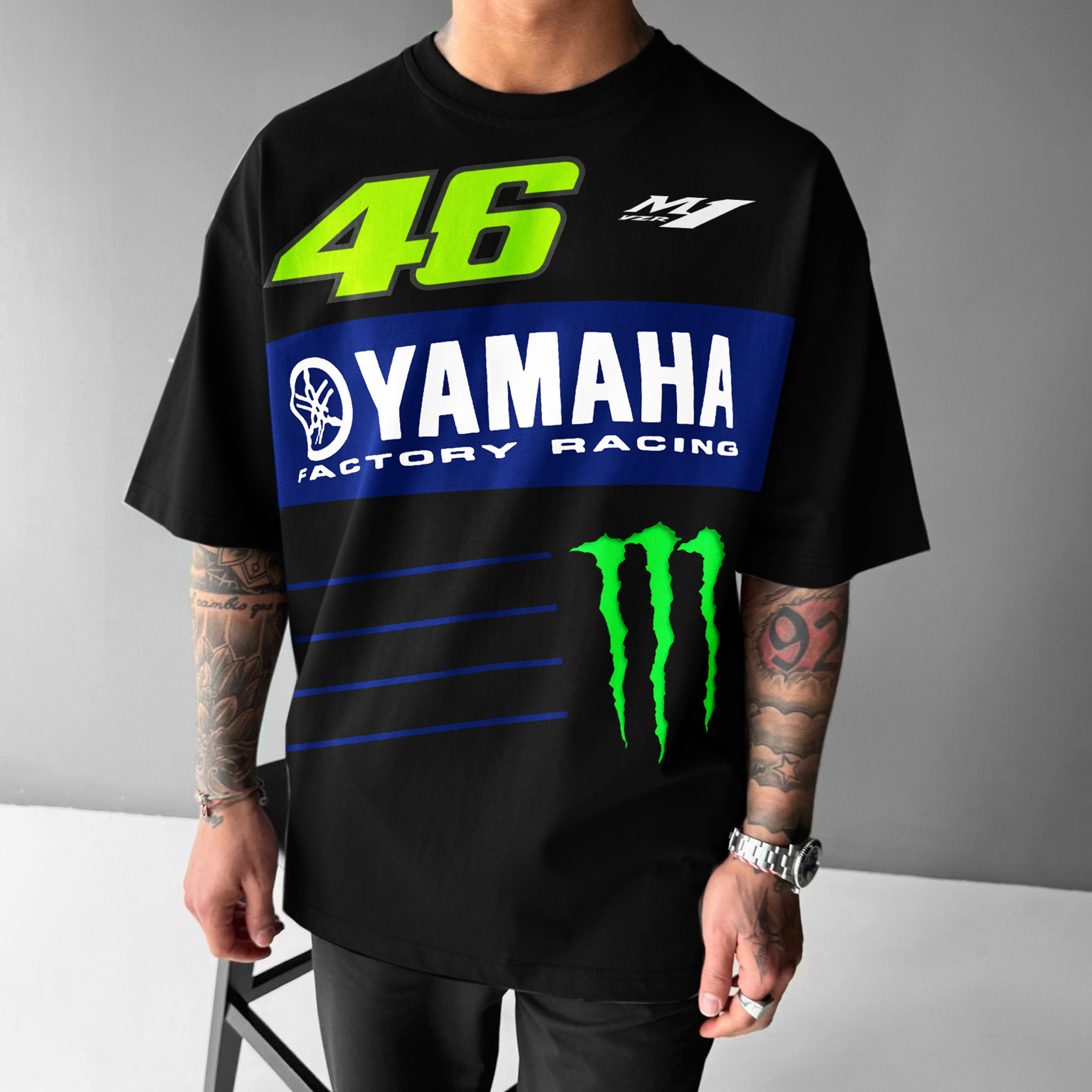 Unisex Casual Oversized 46 Racing Print Printed T-Shirt