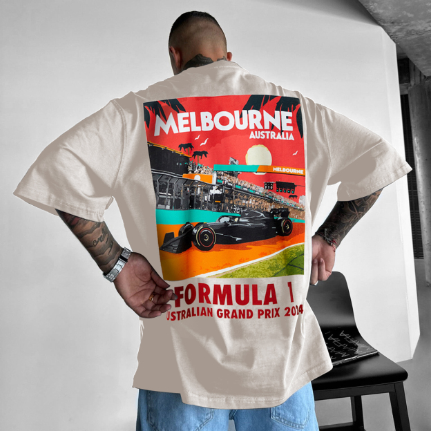 Retro Scenery Racing Printed T-shirt
